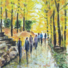 Jesienny Spacer akwarela pejzaż Andrzej Baczkowski