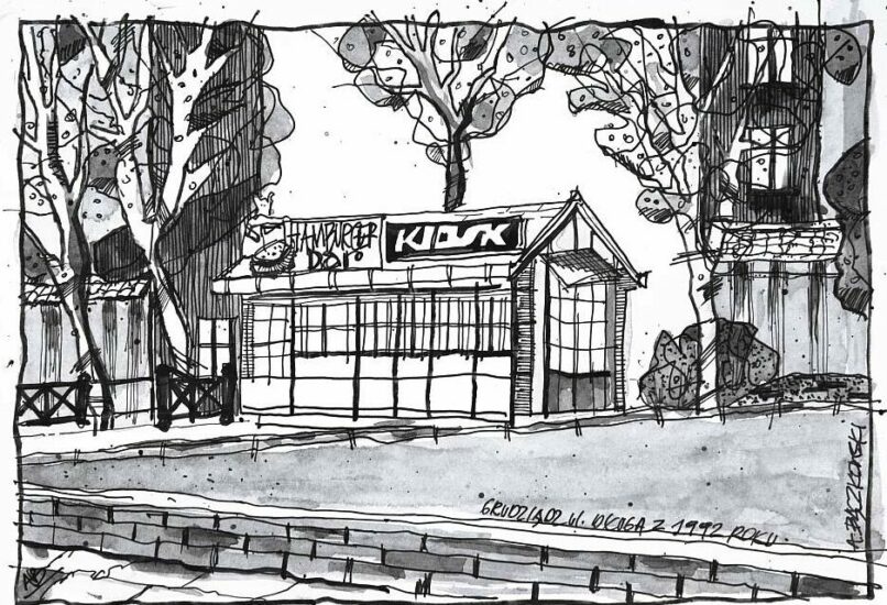 Grudziądz rysunek tuszem, rysunki Andrzej Baczkowski