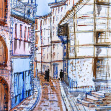 Stare Miasto w Toruniu akwarela autor Andrzej Baczkowski, akwarele na sprzedaż, obrazy akwarele