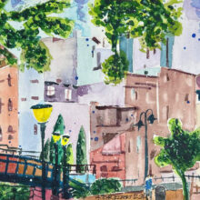 Wenecja w Bydgoszczy akwarela Andrzej Bączkowski