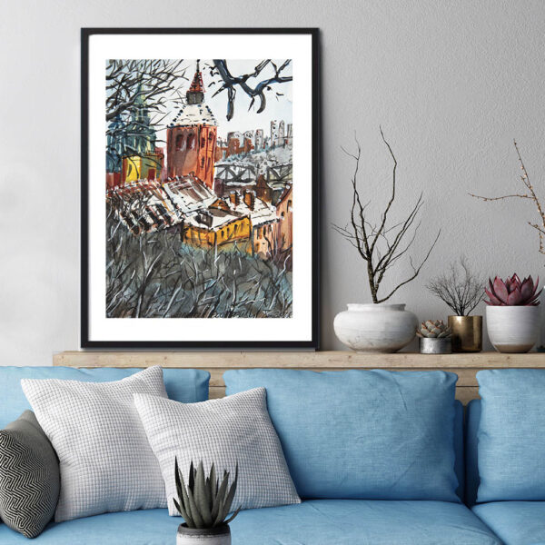 Góra Zamkowa Grudziądz akwarela Andrzej Bączkowski